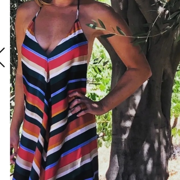 Lulus Malia Emerald Green Multi Striped Midi Dress - Size XS - Picture 6 of 8